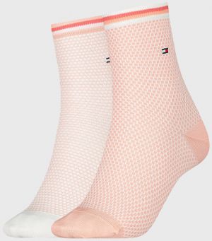 2 PACK dámskych ponožiek Tommy Hilfiger Honeycomb Coral