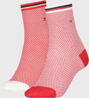 2 PACK dámskych ponožiek Tommy Hilfiger Honeycomb Red