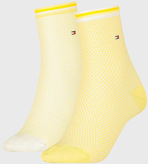 2 pack dámskych ponožiek Tommy Hilfiger Honeycomb Yellow