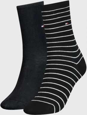 2 PACK dámskych ponožiek Tommy Hilfiger Small Stripe Black