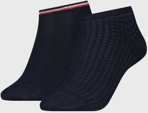 2 PACK dámskych ponožiek Tommy Hilfiger Waffle Navy