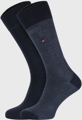 2 PACK tmavomodrých ponožiek Tommy Hilfiger Rib