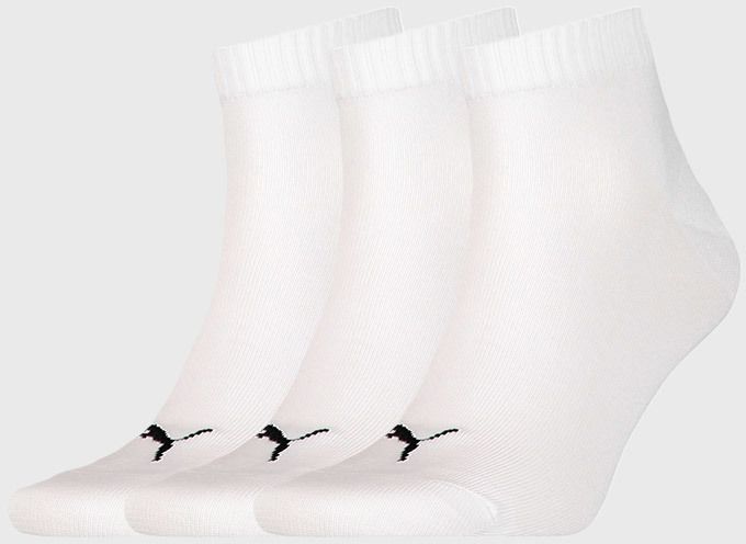 3 PACK bielych ponožiek Puma Quarter Plain