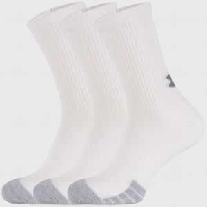 3 PACK vysokých bielych ponožiek Under Armour