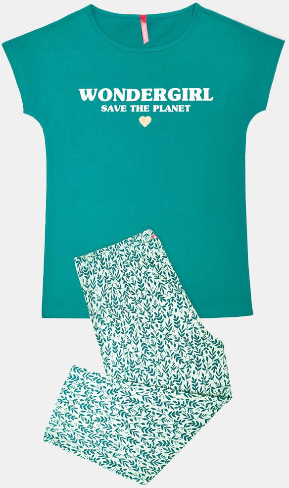 Dievčenské pyžamo Save planet zelené