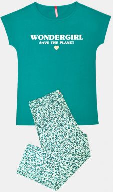 Dievčenské pyžamo Save planet zelené