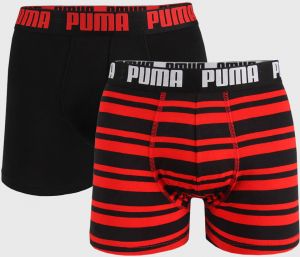 2 PACK čierno - červených boxeriek Puma Heritage Stripe