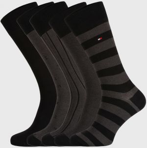 5 PACK čiernych ponožiek Tommy Hilfiger Birdeye