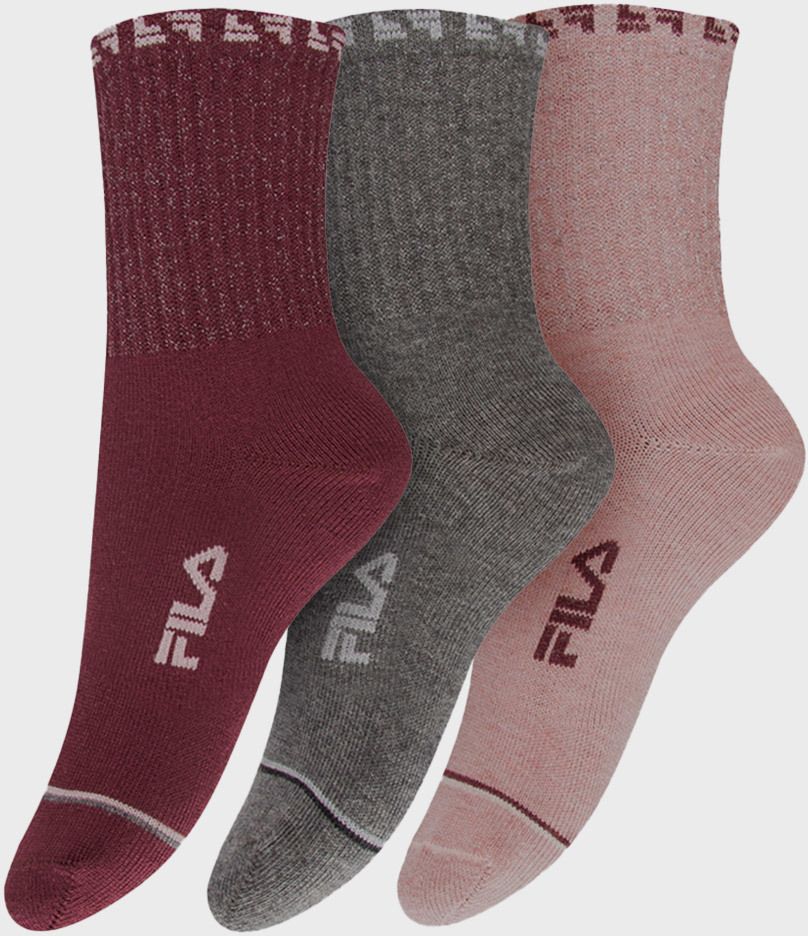 3 PACK dievčenských ponožiek FILA Bordeaux Pink