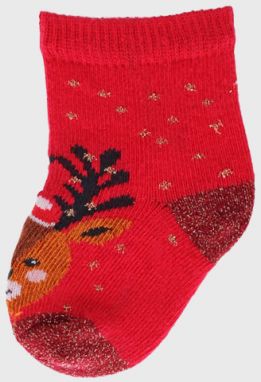 Detské vianočné ponožky Sobík červené