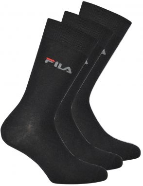 3 PACK čiernych tenkých vysokých ponožiek FILA
