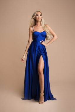 Modré spoločenské šaty s korzetom