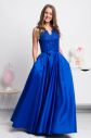 Modré spoločenské šaty so saténovou sukňou galéria