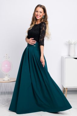 Smaragdová dlhá sukňa