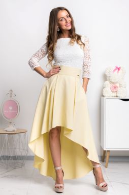 Žltá asymetrická sukňa
