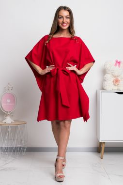 Červené krátke šaty s voľnými rukávmi galéria