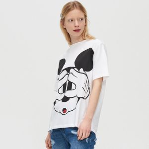 Cropp - Tričko Mickey Mouse - Biela