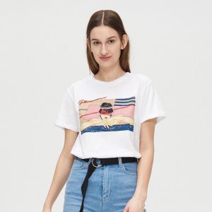 Cropp - Oversize tričko s grafikou - Biela