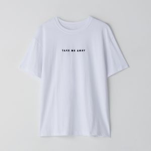 Cropp - Tricou oversize cu inscripție - Biela