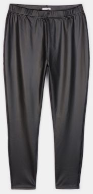 GATE Zateplené koženkové legíny plus size