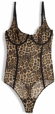 GATE Nevystužené body s kosticami s leopardím vzorom