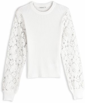 GATE Pulóver s čipkovanými rukávmi