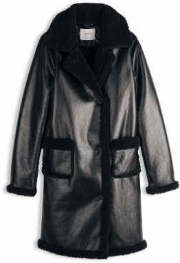 GATE Koženkový kabát s podšívkou z umelej kožušiny