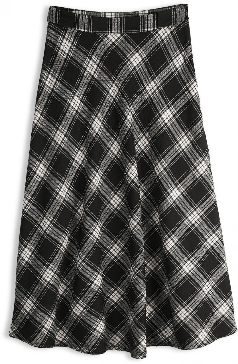 GATE Károvaná midi sukňa