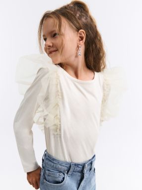 GATE Bavlnený top s tylovými volánmi