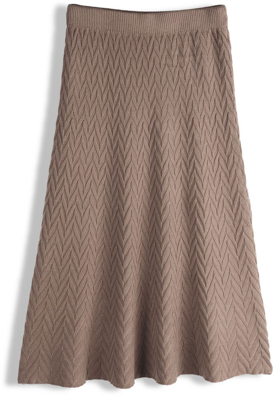 GATE Pletená midi sukňa