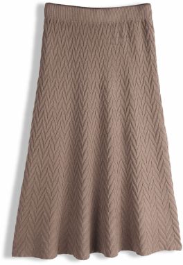GATE Pletená midi sukňa