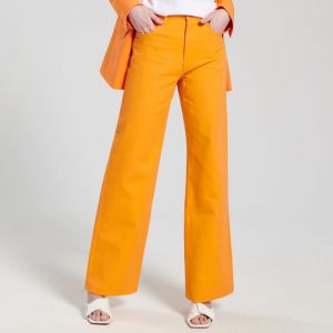 Sinsay - Džínsy high waist wide leg - Oranžová