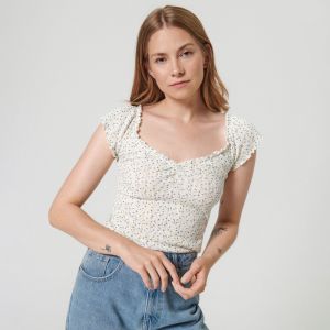 Sinsay - Vzorovaný crop top - Viacfarebná