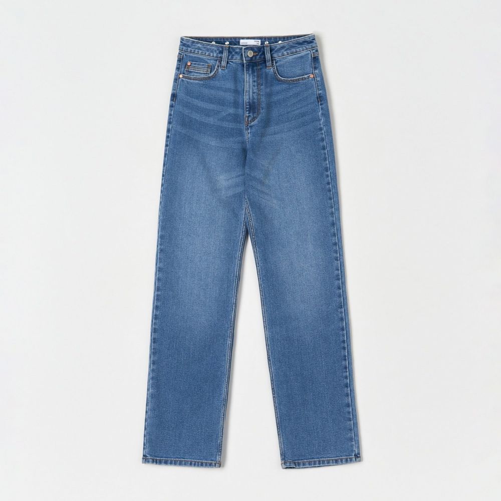 Sinsay - Rifle high waist straight - Modrá