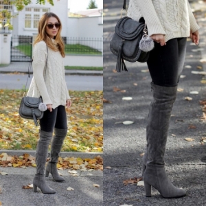 Grey Over Knee Boots