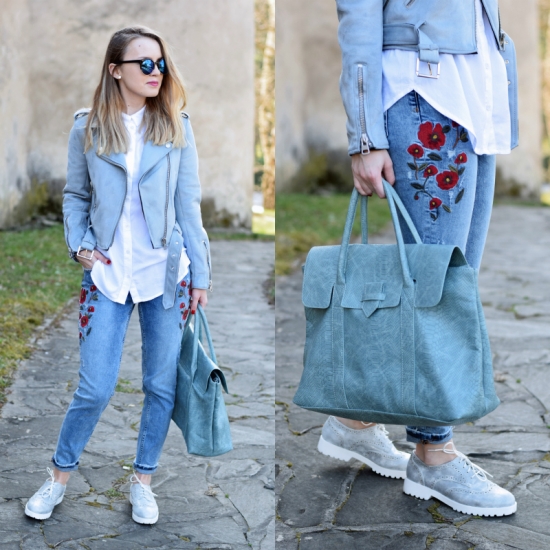 Modrá semišová bunda