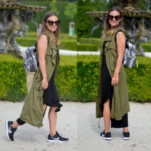 Dlhá khaki vesta