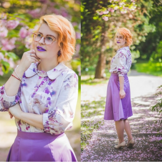 Fialový look
