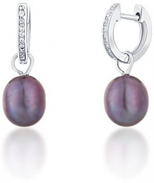 JwL Luxury Pearls Strieborné kruhové náušnice á la vojvodkyňa Kate s pravou perlou a zirkónmi 3v1 JL0733