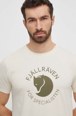 Tričko Fjallraven Fjällräven Fox pánske, béžová farba, s potlačou, F87052