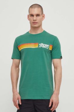 Bavlnené tričko Ellesse Sorranta T-Shirt pánske, zelená farba, s nášivkou, SHV20128
