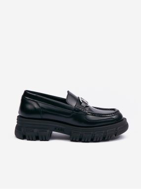 Black Women's Leather Moccasins on the Platform KARL LAGERFELD Precinc - Women