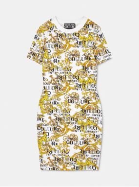 Yellow and White Women's Patterned Sheath Dress Versace Jeans Couture - Women