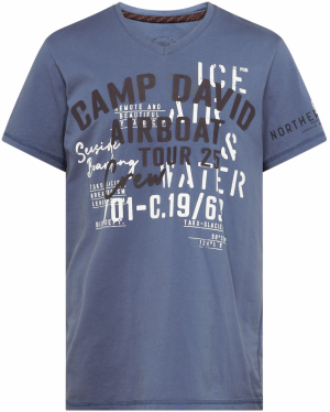 CAMP DAVID Tričko 'Alaska Ice Tour'  modrosivá / čierna / biela