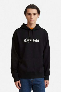 Bavlnená mikina Wood X Garfield Ian Hoodie Hanging 30045601-2424 BLACK pánska, čierna farba, s kapucňou, s potlačou