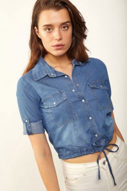 Bigdart 3460 Denim Shirt with Tied Skirt - Blue