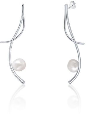 JwL Luxury Pearls Dlhé strieborné náušnice s pravými barokovými perlami a zirkónmi JL0681