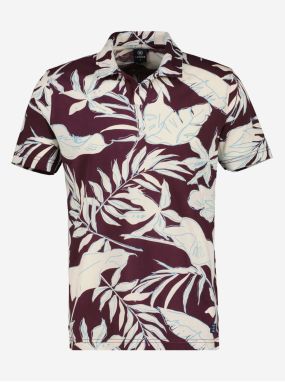 Cream-burgundy men's flowered polo shirt LERROS - Men