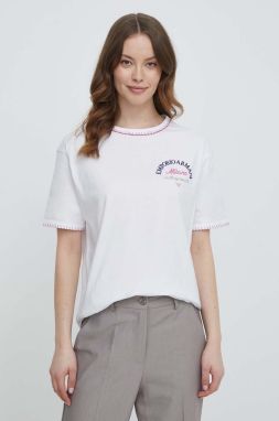 Bavlnené tričko Emporio Armani dámske, biela farba, 3D2T8E 2JIDZ