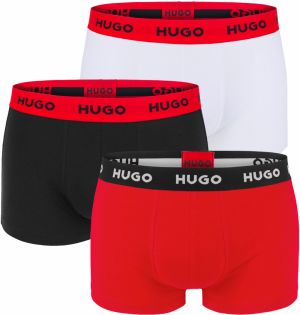 HUGO - boxerky 3PACK cotton stretch black, red, white - limitovaná fashion edícia (HUGO BOSS)